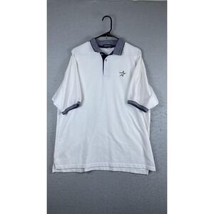 Vantage Polo Shirt Mens XL White Cotton Star Logo Short Sleeve Casual USA